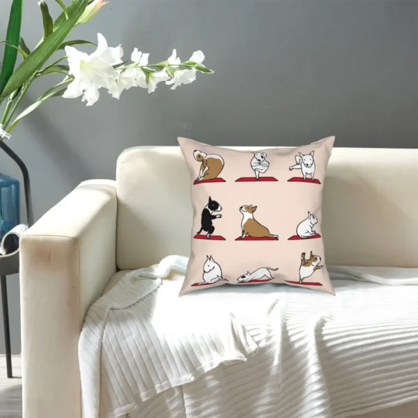 Funny Cute Bull Terrier Yoga Pattern Print Pillowcase Cushion Cove, 45x45cm - Image 2
