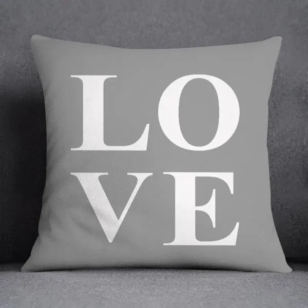 Set of 2 Square Grey Pillowcase Printed Cushion Cover, 45x45cm - Image 2