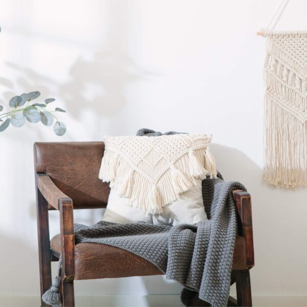 2PCS Boho Style Macrame Square Pillow Covers with Tassels for Sofa Home Decor - Image 5