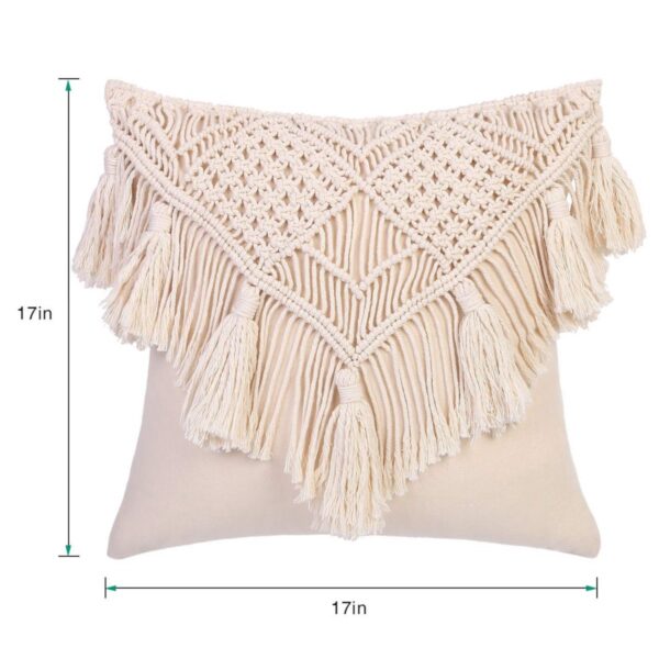 2PCS Boho Style Macrame Square Pillow Covers with Tassels for Sofa Home Decor - Image 7