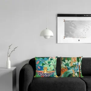 Set of 3 Animal Tropical Forest Printed Sofa Pillow Pillowcase