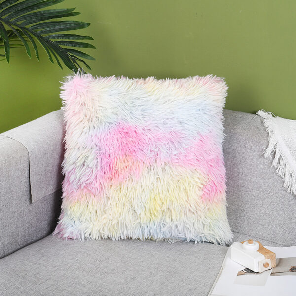 2PCS 43x43cm Trendy Tie-dye Fur Plush Pillow Cover for Home Decor - Image 2