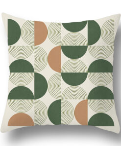 4PCS Simple Tropical Green Geometry Print Cushion Covers Set for Home Decor