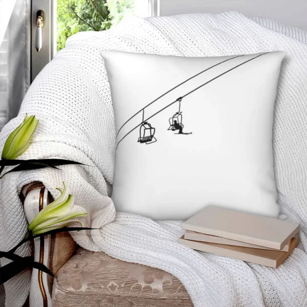 Ski Lift Black And White Polyester Pillowcase, 45cm - Image 2