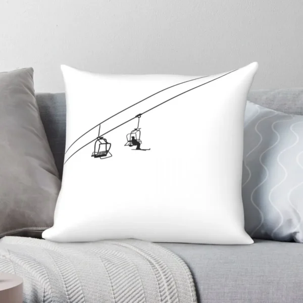 Ski Lift Black And White Polyester Pillowcase, 45cm - Image 3