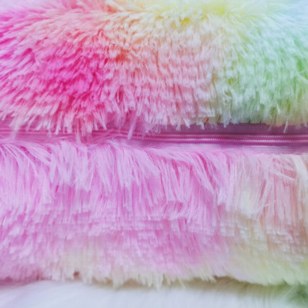 2PCS 43x43cm Trendy Tie-dye Fur Plush Pillow Cover for Home Decor - Image 4