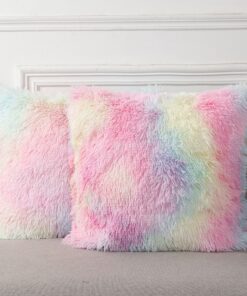 2PCS 43x43cm Trendy Tie-dye Fur Plush Pillow Cover for Home Decor