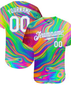 Custom 3D Pattern Design Abstract Colorful Psychedelic Fluid Art Authentic Baseball Jersey