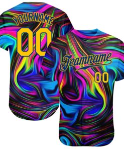 Custom 3D Pattern Design Abstract Colorful Psychedelic Fluid Art Authentic Baseball Jersey