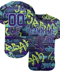 Custom 3D Pattern Design Abstract Graffiti Authentic Baseball Jersey