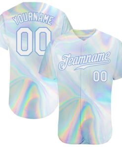 Custom 3D Pattern Design Abstract Trendy Holographic Vaporwave Style Authentic Baseball Jersey
