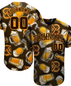 Custom 3D Pattern Design Beer Authentic Baseball Jersey