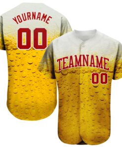 Custom 3D Pattern Design Bubble Of Beer In Glass Authentic Baseball Jersey