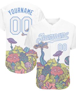 Custom 3D Pattern Design Colorful Flowers And Mushrooms Psychedelic Hallucination Authentic Baseball Jersey