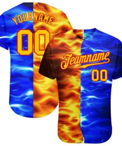 Custom 3D Pattern Design Flame Burning Red Hot Sparks BBQ Season Authentic Baseball Jersey
