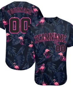 Custom 3D Pattern Design Flamingo Authentic Baseball Jersey