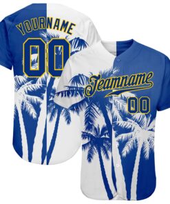 Custom 3D Pattern Design Hawaii Coconut Trees Authentic Baseball Jersey