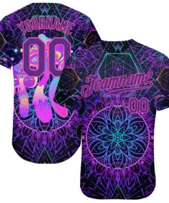 Custom 3D Pattern Design Magic Mushrooms Over Sacred Geometry Psychedelic Hallucination Authentic Baseball Jersey