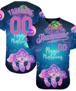 Custom 3D Pattern Design Magic Mushrooms Over Sacred Geometry Psychedelic Hallucination Authentic Baseball Jersey