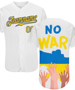 Custom 3D Pattern Design No War In Ukraine Authentic Baseball Jersey
