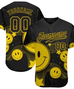 Custom 3D Pattern Design Smile Emoji Authentic Baseball Jersey