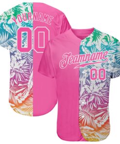 Custom 3D Pattern Design Tropical Palm Leaves Authentic Baseball Jersey