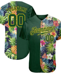 Custom 3D Pattern Design Tropical Pattern With Pineapples Palm Leaves And Flowers Authentic Baseball Jersey