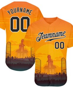 Custom 3D Pattern Halloween Horror Night Authentic Baseball Jersey