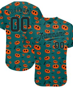 Custom 3D Pattern Halloween Pumpkins Authentic Baseball Jersey