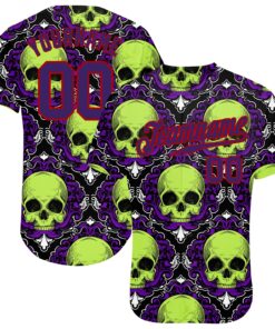 Custom 3D Pattern Halloween Skulls Authentic Baseball Jersey