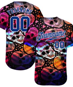 Custom 3D Pattern Halloween Skulls Authentic Baseball Jersey