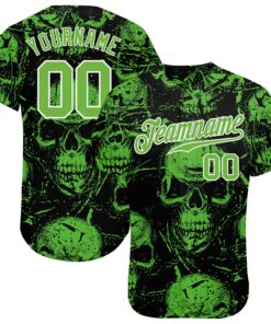 Custom 3D Pattern Halloween Skulls Authentic Baseball Jersey