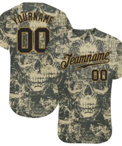 Custom 3D Pattern Halloween Skulls Authentic Baseball Jersey
