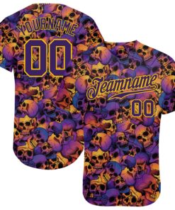 Custom 3D Pattern Halloween Skulls Authentic Baseball Jersey
