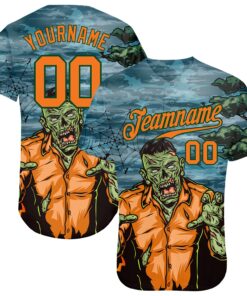 Custom 3D Pattern Halloween Trick Treat Horror Night Authentic Baseball Jersey