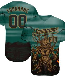 Custom 3D Pattern Halloween Trick Treat Horror Night Authentic Baseball Jersey