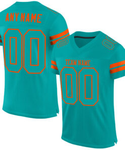Custom Aqua Aqua-Orange Mesh Authentic Football Jersey