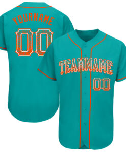 Custom Aqua Orange-White Authentic Drift Fashion Baseball Jersey