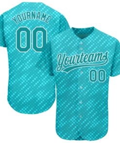 Custom Aqua Teal-White 3D Pattern Design Authentic Baseball Jersey