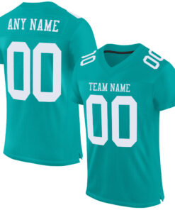 Custom Aqua White Mesh Authentic Football Jersey