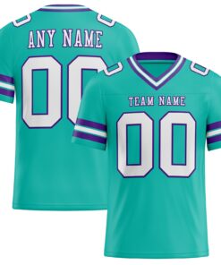 Custom Aqua White-Purple Mesh Authentic Football Jersey