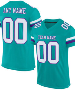 Custom Aqua White-Purple Mesh Authentic Football Jersey