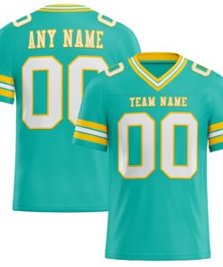 Custom Aqua White-Yellow Mesh Authentic Football Jersey