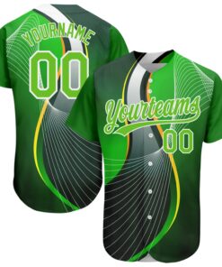 Custom Aurora Green Green-White 3D Pattern Design Abstract Sport Authentic Baseball Jersey