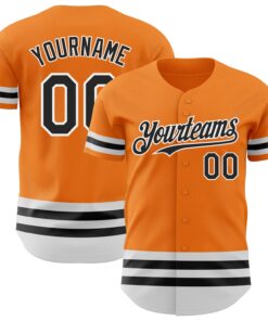Custom Bay Orange Black-White Line Authentic Baseball Jersey