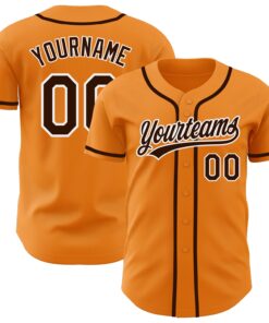 Custom Bay Orange Brown-White Authentic Baseball Jersey