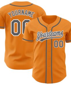 Custom Bay Orange Steel Gray-White Authentic Baseball Jersey