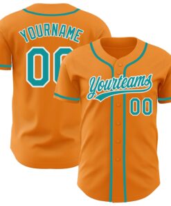 Custom Bay Orange Teal-White Authentic Baseball Jersey