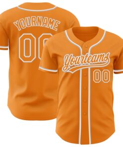Custom Bay Orange White-Gray Authentic Baseball Jersey