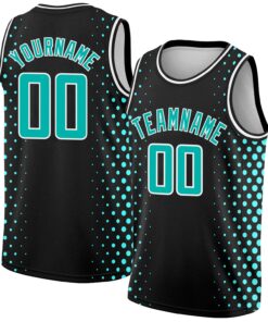 Custom Black Aqua-White Halftone Authentic City Edition Basketball Jersey